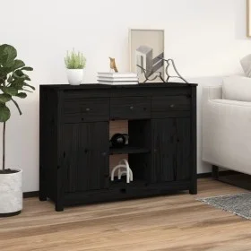 Aparador de madera maciza de pino negro 100x35x74,5 cm de vidaXL, Aparadores - Ref: Foro24-814553, Precio: 135,44 €, Descuent...