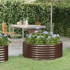 Brown powder coated steel flower bed planter 100x100x36cm by vidaXL, Pots and planters - Ref: Foro24-318985, Price: 35,22 €, ...