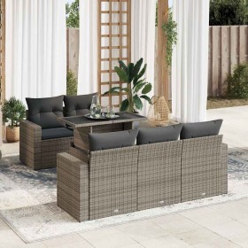 Set de muebles de jardín 6 pzas y cojines ratán sintético gris en Conjuntos de jardín | Comprar online en Foru.es