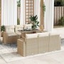 Set sofás de jardín 7 piezas y cojines ratán sintético beige en Conjuntos de jardín | Comprar online en Foru.es