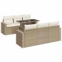 Set sofás de jardín 7 piezas y cojines ratán sintético beige en Conjuntos de jardín | Comprar online en Foru.es