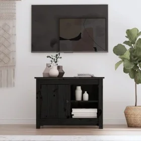 Mueble de TV de madera maciza de pino negro 70x36,5x52 cm de vidaXL, Muebles TV - Ref: Foro24-814583, Precio: 83,15 €, Descue...