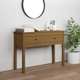 Mesa consola de madera maciza de pino marrón miel 100x35x75 cm de vidaXL, Mesas auxiliares - Ref: Foro24-814617, Precio: 70,7...
