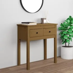 Mesa consola de madera maciza de pino marrón miel 70x35x75 cm de vidaXL, Mesas auxiliares - Ref: Foro24-814612, Precio: 87,34...