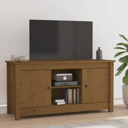 Mueble de TV madera maciza de pino marrón miel 103x36,5x52 cm de vidaXL, Muebles TV - Ref: Foro24-814587, Precio: 78,32 €, De...