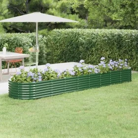 Green powder coated steel flower bed planter 368x80x36 cm by vidaXL, Pots and planters - Ref: Foro24-318928, Price: 67,32 €, ...