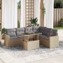 Set sofás de jardín 7 piezas y cojines ratán sintético beige en Conjuntos de jardín | Comprar online en Foru.es