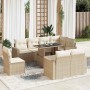 Set de sofás de jardín con cojines 9 pzas ratán sintético beige en Conjuntos de jardín | Comprar online en Foru.es