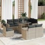 Set muebles jardín 9 pzas y cojines ratán sintético gris claro en Conjuntos de jardín | Comprar online en Foru.es
