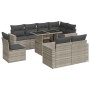 Set muebles jardín 9 pzas y cojines ratán sintético gris claro en Conjuntos de jardín | Comprar online en Foru.es