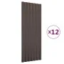 Paneles de tejado 12 unidades acero recubierto marrón 100x36 cm de vidaXL, Tejas y baldosas para techo - Ref: Foro24-319144, ...