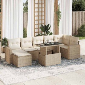 Set de sofás de jardín y cojines 8 piezas ratán sintético beige en Conjuntos de jardín | Comprar online en Foru.es