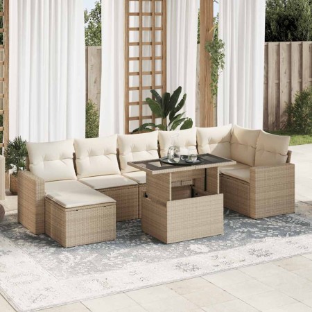 Set de sofás de jardín y cojines 8 piezas ratán sintético beige en Conjuntos de jardín | Comprar online en Foru.es