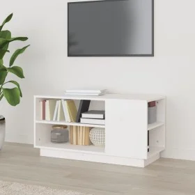 Mueble de TV madera maciza de pino blanco 80x35x40,5 cm de vidaXL, Muebles TV - Ref: Foro24-814405, Precio: 53,98 €, Descuent...