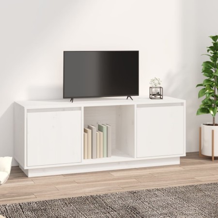 Mueble para TV de madera maciza de pino blanco 110,5x35x44 cm de vidaXL, Muebles TV - Ref: Foro24-814340, Precio: 83,64 €, De...