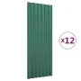 Paneles de tejado 12 unidades acero recubierto verde 100x36 cm de vidaXL, Tejas y baldosas para techo - Ref: Foro24-319142, P...