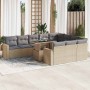 Set de sofás de jardín 11pzas con cojines ratán sintético beige en Conjuntos de jardín | Comprar online en Foru.es
