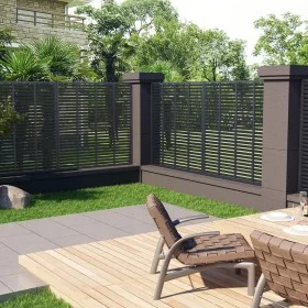 Grauer WPC-Lamellenzaun 180x180 cm von vidaXL, Zaunpaneele - Ref: Foro24-318107, Preis: 189,12 €, Rabatt: %