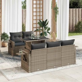 Set de muebles de jardín 6 pzas y cojines ratán sintético gris en Conjuntos de jardín | Comprar online en Foru.es