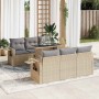 Set sofás de jardín 7 piezas y cojines ratán sintético beige en Conjuntos de jardín | Comprar online en Foru.es