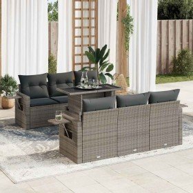Set de sofás de jardín 7 pzas con cojines ratán sintético gris en Conjuntos de jardín | Comprar online en Foru.es