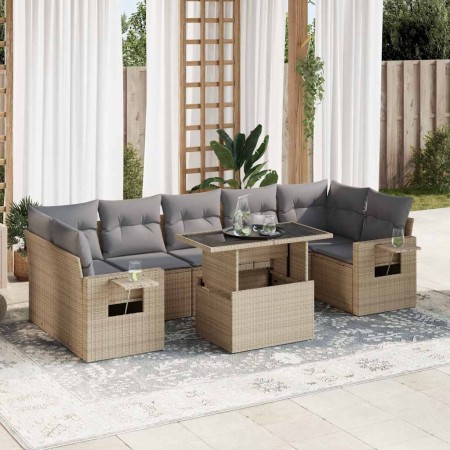 Set de sofás de jardín y cojines 8 piezas ratán sintético beige en Conjuntos de jardín | Comprar online en Foru.es