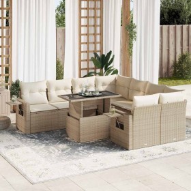 Set de sofás de jardín con cojines 9 pzas ratán sintético beige en Conjuntos de jardín | Comprar online en Foru.es