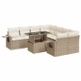 Set de sofás de jardín con cojines 9 pzas ratán sintético beige en Conjuntos de jardín | Comprar online en Foru.es