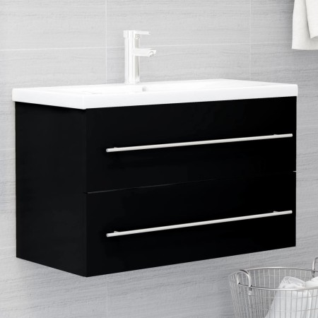 Mueble con lavabo de aglomerado negro de vidaXL, Tocadores de baño - Ref: Foro24-3099051, Precio: 200,92 €, Descuento: %
