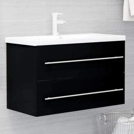 Mueble con lavabo de aglomerado negro de vidaXL, Tocadores de baño - Ref: Foro24-3099051, Precio: 193,33 €, Descuento: %