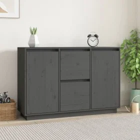 Aparador de madera maciza de pino gris 111x34x75 cm de vidaXL, Aparadores - Ref: Foro24-814311, Precio: 158,69 €, Descuento: %