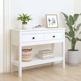 Mesa consola de madera maciza de pino blanco 100x35x75 cm de vidaXL, Mesas auxiliares - Ref: Foro24-814625, Precio: 111,31 €,...