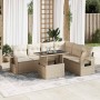 Set sofás de jardín 7 piezas y cojines ratán sintético beige en Conjuntos de jardín | Comprar online en Foru.es