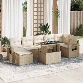 Set de sofás de jardín y cojines 8 piezas ratán sintético beige en Conjuntos de jardín | Comprar online en Foru.es