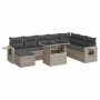 Set muebles jardín 9 pzas y cojines ratán sintético gris claro en Conjuntos de jardín | Comprar online en Foru.es