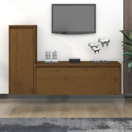 Muebles para TV 2 piezas madera maciza de pino marrón miel de vidaXL, Muebles TV - Ref: Foro24-3100117, Precio: 106,24 €, Des...