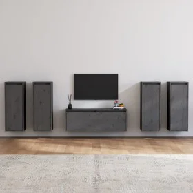 TV furniture 5 pieces solid gray pine wood by vidaXL, TV Furniture - Ref: Foro24-3100216, Price: 214,44 €, Discount: %