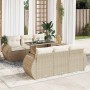Set sofás de jardín 7 piezas y cojines ratán sintético beige en Conjuntos de jardín | Comprar online en Foru.es