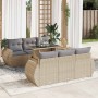 Set sofás de jardín 7 piezas y cojines ratán sintético beige en Conjuntos de jardín | Comprar online en Foru.es