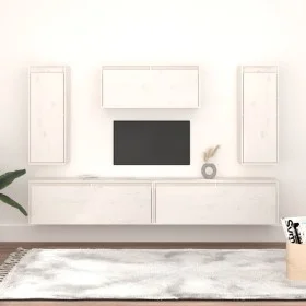 Muebles para TV 5 piezas madera maciza de pino blanco de vidaXL, Muebles TV - Ref: Foro24-3100245, Precio: 262,22 €, Descuent...