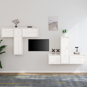 Muebles para TV 6 piezas madera maciza de pino blanco de vidaXL, Muebles TV - Ref: Foro24-3100255, Precio: 266,31 €, Descuent...