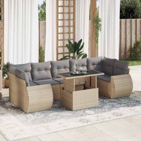 Set de sofás de jardín y cojines 8 piezas ratán sintético beige en Conjuntos de jardín | Comprar online en Foru.es