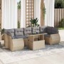 Set de sofás de jardín y cojines 8 piezas ratán sintético beige en Conjuntos de jardín | Comprar online en Foru.es