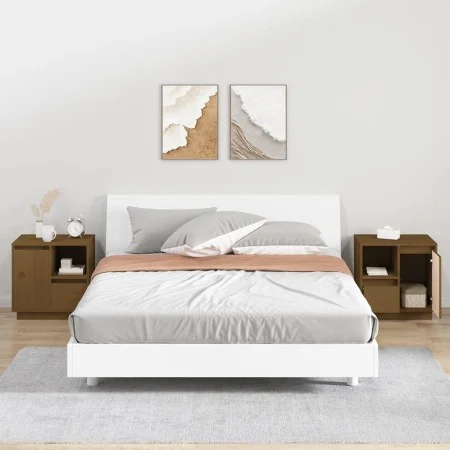 Mesitas noche 2 uds madera maciza pino marrón miel 50x34x50 cm de vidaXL, Mesitas de noche - Ref: Foro24-814486, Precio: 88,8...