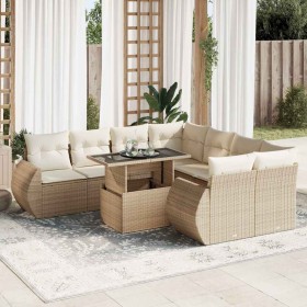Set de sofás de jardín con cojines 9 pzas ratán sintético beige en Conjuntos de jardín | Comprar online en Foru.es