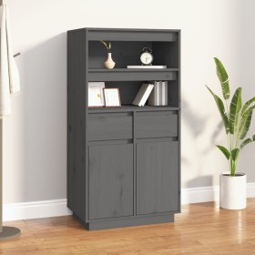 Aparador alto de madera maciza de pino gris 60x40x116,5 cm de vidaXL, Aparadores - Ref: Foro24-814536, Precio: 160,77 €, Desc...
