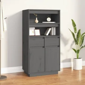 Aparador alto de madera maciza de pino gris 60x40x116,5 cm by vidaXL, Sideboards - Ref: Foro24-814536, Price: 158,75 €, Disco...