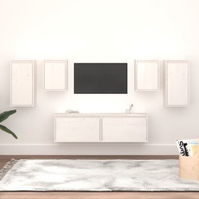 Muebles para TV 6 piezas madera maciza de pino blanco de vidaXL, Muebles TV - Ref: Foro24-3100240, Precio: 223,93 €, Descuent...