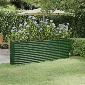 Green powder coated steel flower bed planter 224x40x68 cm by vidaXL, Pots and planters - Ref: Foro24-318898, Price: 71,81 €, ...
