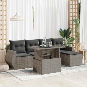 Set de muebles de jardín 6 pzas y cojines ratán sintético gris en Conjuntos de jardín | Comprar online en Foru.es